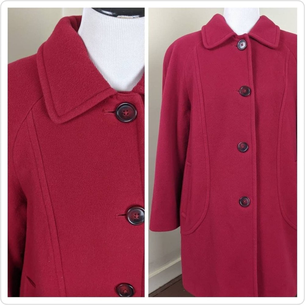 London Fog Women's Vibrant Red Pea Coat